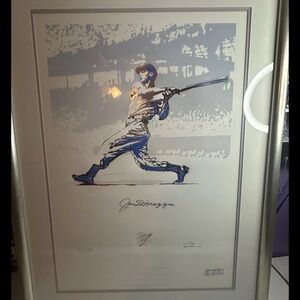 Joe DiMaggio Signed Serigraph Art Display Beckett Auth + Notarized –Rare 317/750
